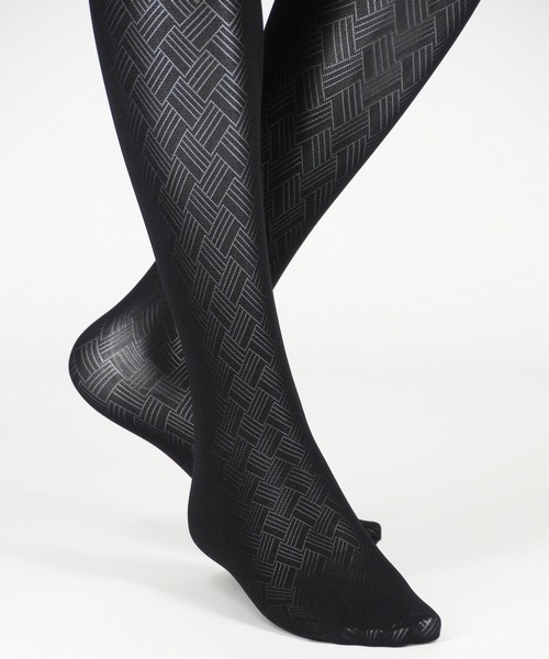 C439 Comfort4Men Mens Tights 50den woven pattern low,black,black mesh,5